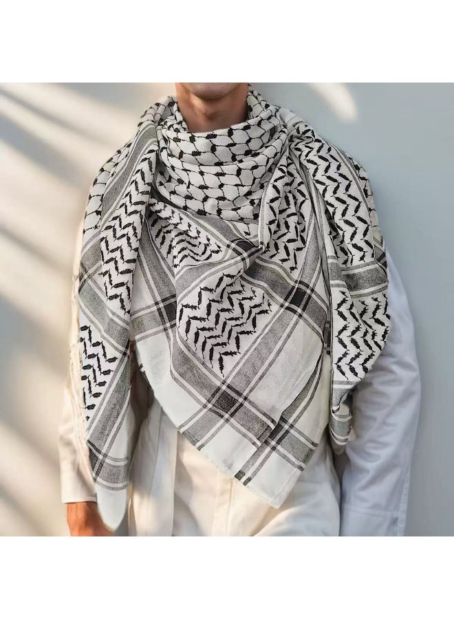 Men's Arafat rice knot tassel Arabic headscarf; women's Palestinian jacquard scarf with tassels; unisex scarf/headscarf. - Image 1